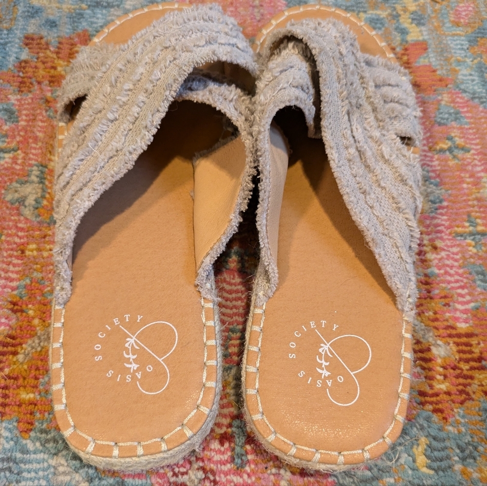Oasis Boho Cloth Crossover Espadrille Sandal Size 8.5 - Picture 3 of 5